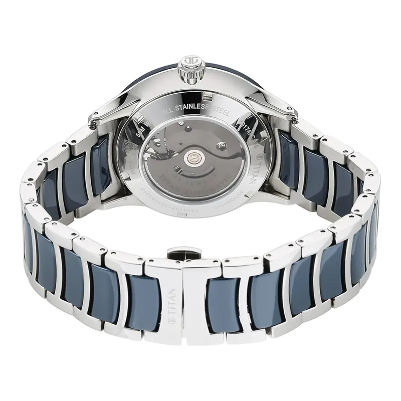 Titan Ceramic Automatic Blue Open-heart Men’s Watch- 90174KD02